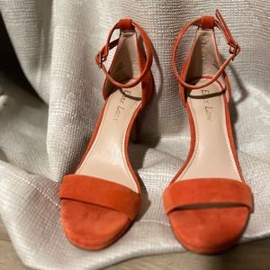Essex lane heeled sandals with ankle strap.Peach suede-like material.
